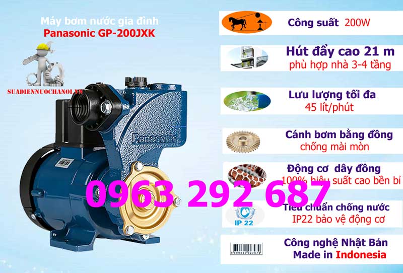 Máy bơm nước gia đình Panasonic GP-200JXK-SV5 200W